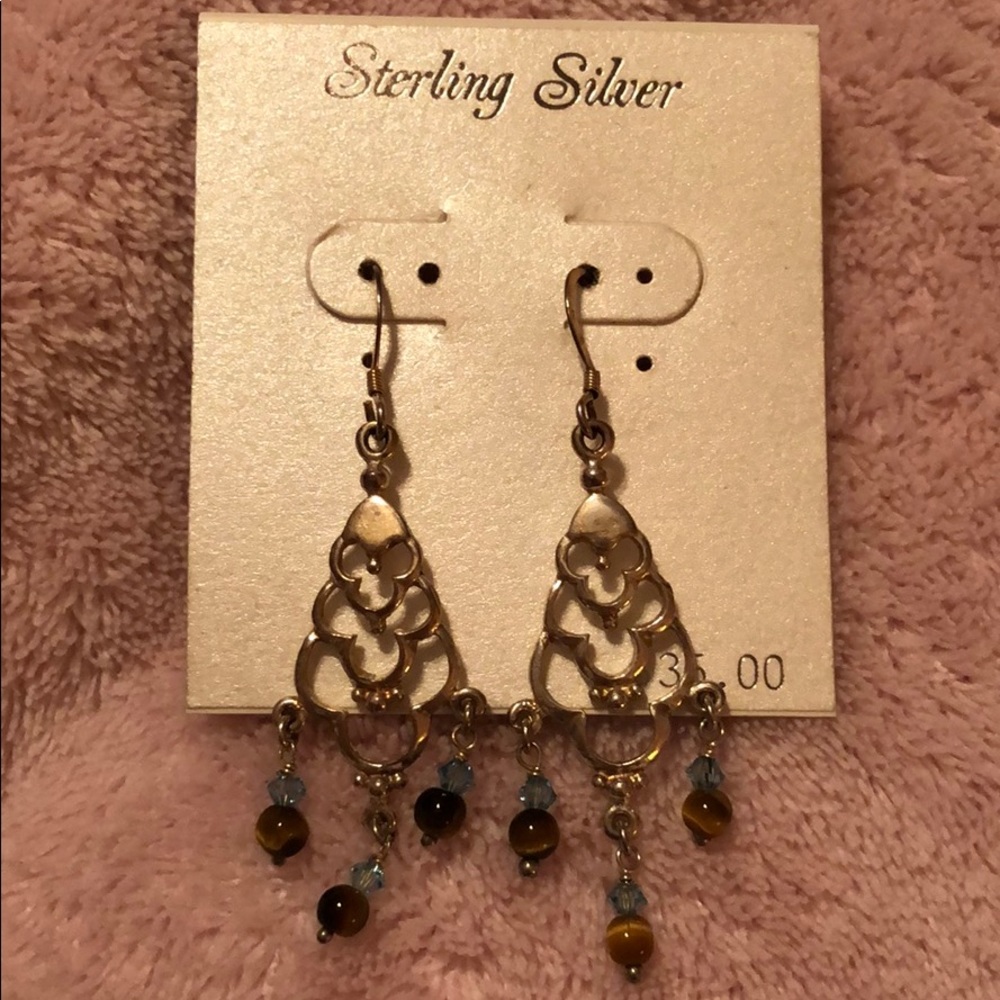Sterling Silver Dangle Beaded Earrings
